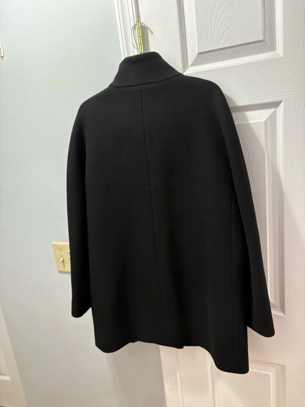 J. Crew Black Italian Wool Stadium Cloth Nello Gori Cocoon Coat Size 12
